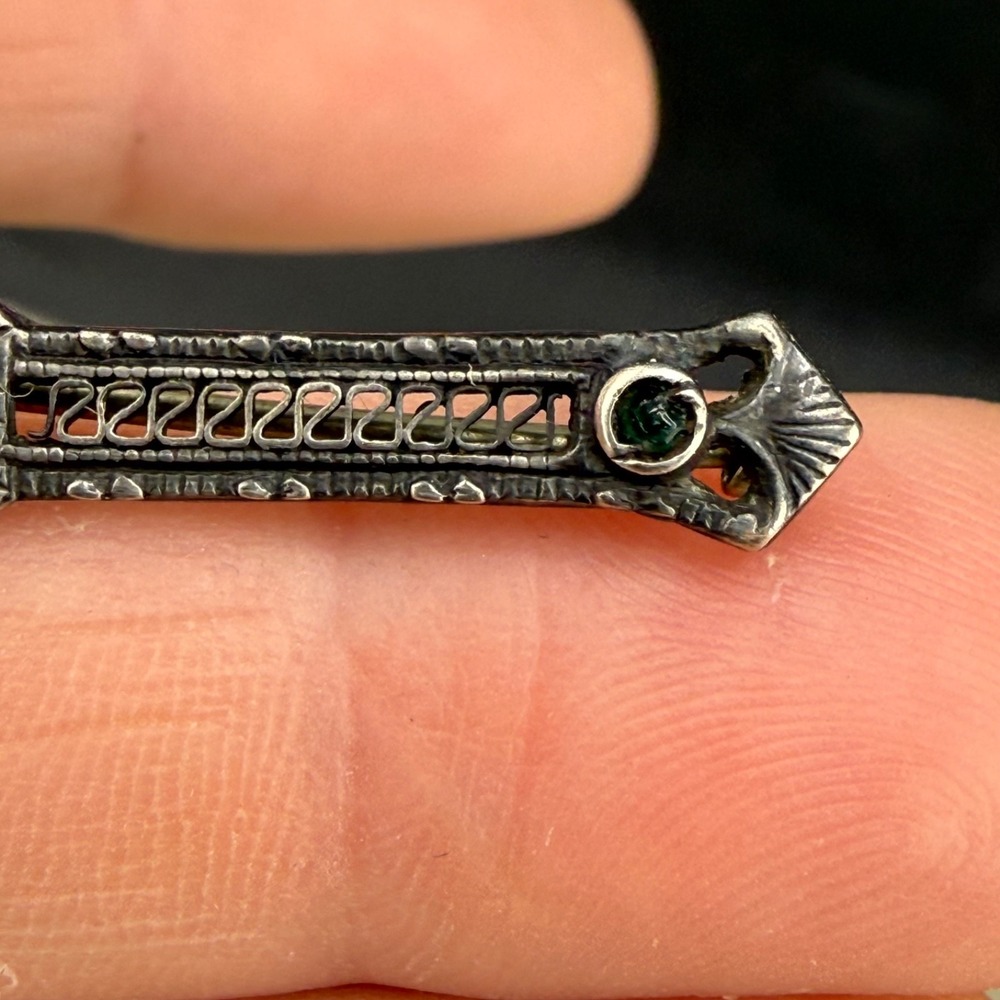 Vintage Sterling Silver Bar Brooch - Picture 7 of 14